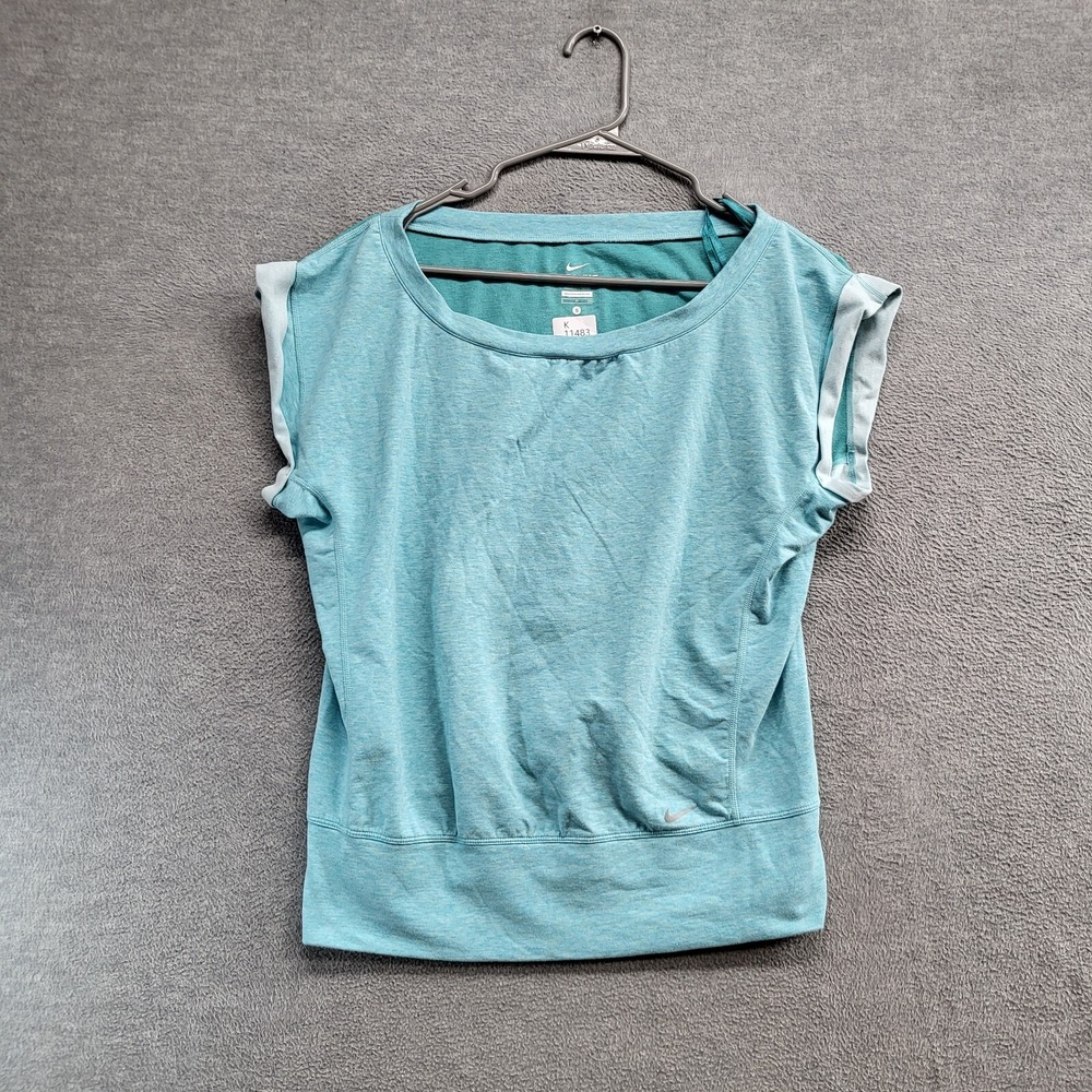 Nike Women Activewear Top Small Blue Short Sleeve Logo Swoosh Epic Crew Tee